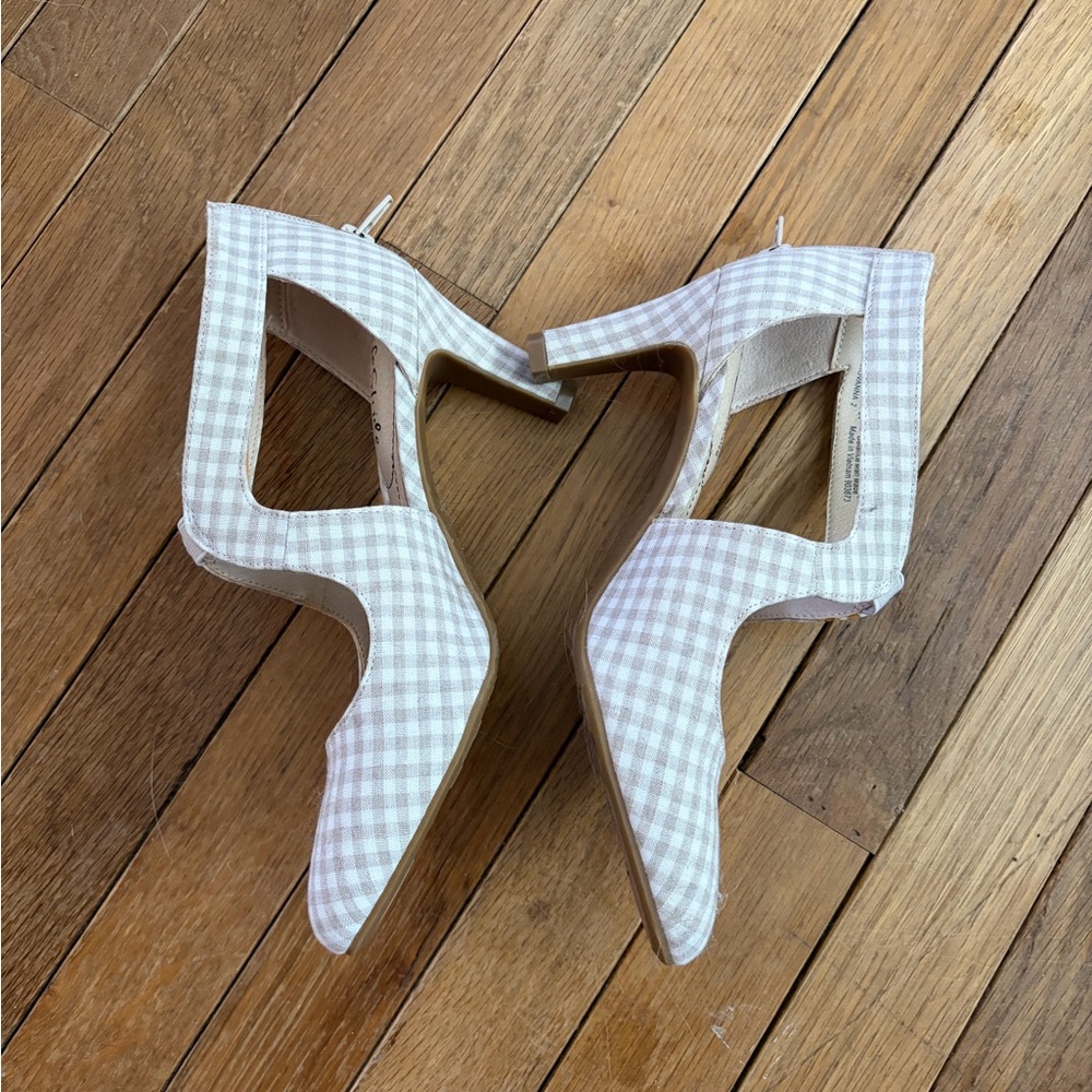 Life Stride Checkered Cream Heels